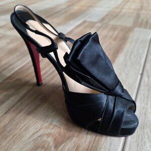 Christian Louboutin Pour Monsieur 120 Crepe Statin Black Strap Shoes Eur. 39
